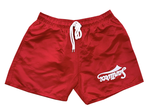 SANTURCE RED EMBROIDERY SHORTS